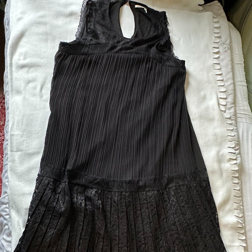 Anthropologie Floreat‎ Black Lace Pleated Sleeveless Dress Black size 14
